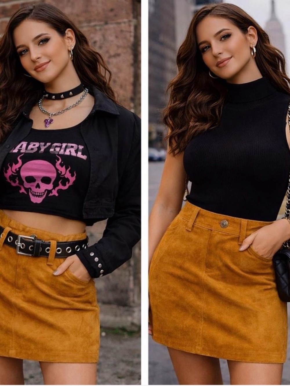 Shop We Are Pigskin Suede Leather Mini Skirt Tan Y2K Moto Western Sz M Festival